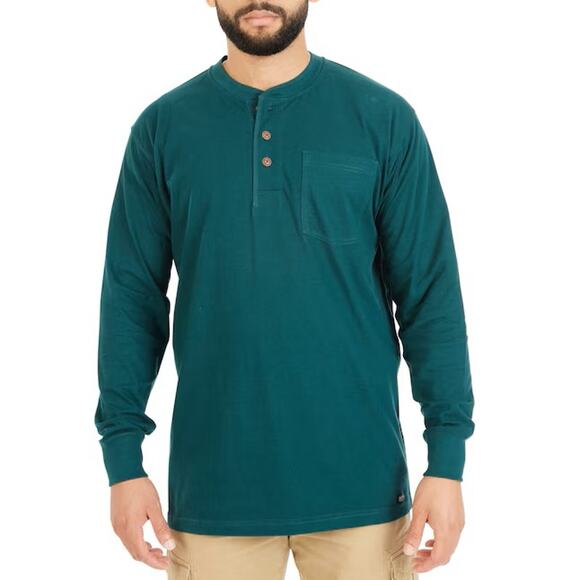 Smith's Workwear Henley Top Knit Long Sleeve Spruce Pine Green Mens Size 2XL - Picture 1 of 14